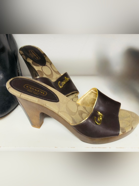 Coach Shoes - Coach Women's Slides Sandals. Brocade CC Signature Heels. Comfy and cute